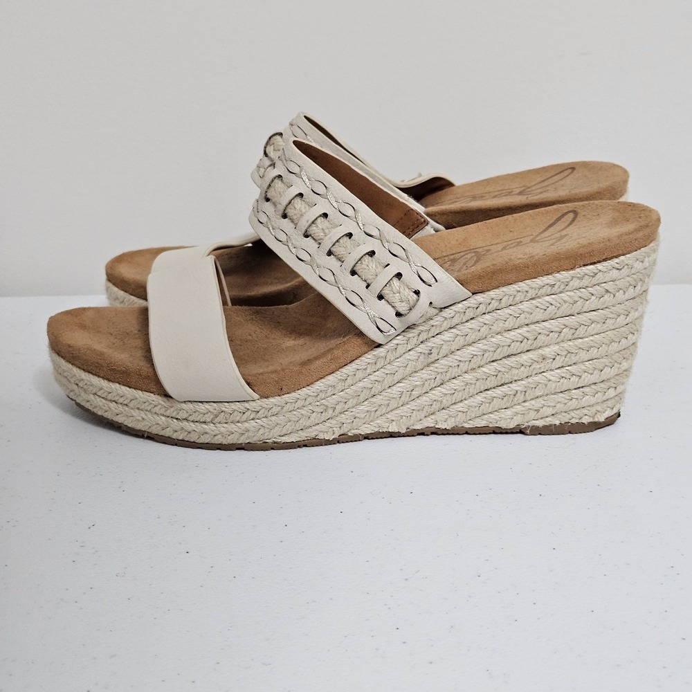 Zodiac Wedge Sandals Women 10 White Poppy Espadrille Slide Leather Platform Boho - Picture 9 of 11